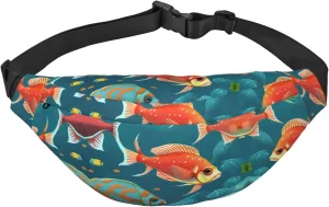Ocean Underwater Fish Adjustable Belt Hip Bum Bag Fashion Water Resistant Hiking Waist Bag for Traveling Casual Running Hiking Cycling