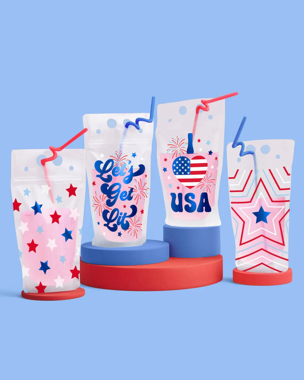 Party In The USA Sippers - 16 pouches   straws