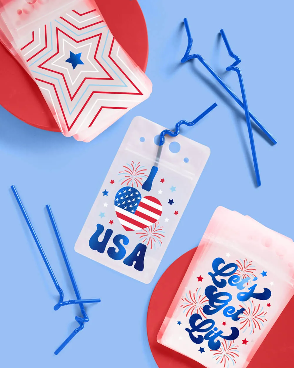 Party In The USA Sippers - 16 pouches   straws