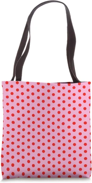 Pink and Red Polka Dot Aesthetic Preppy Vintage Dotted Tote Bag