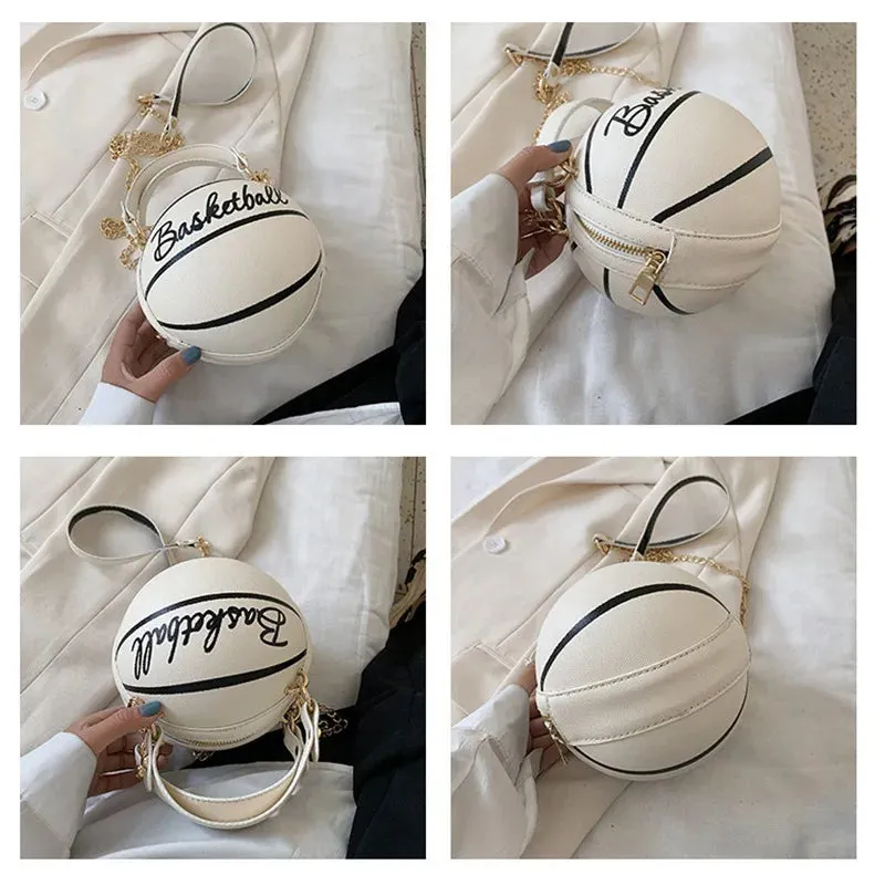 PU Leather Chain Basketball Bag