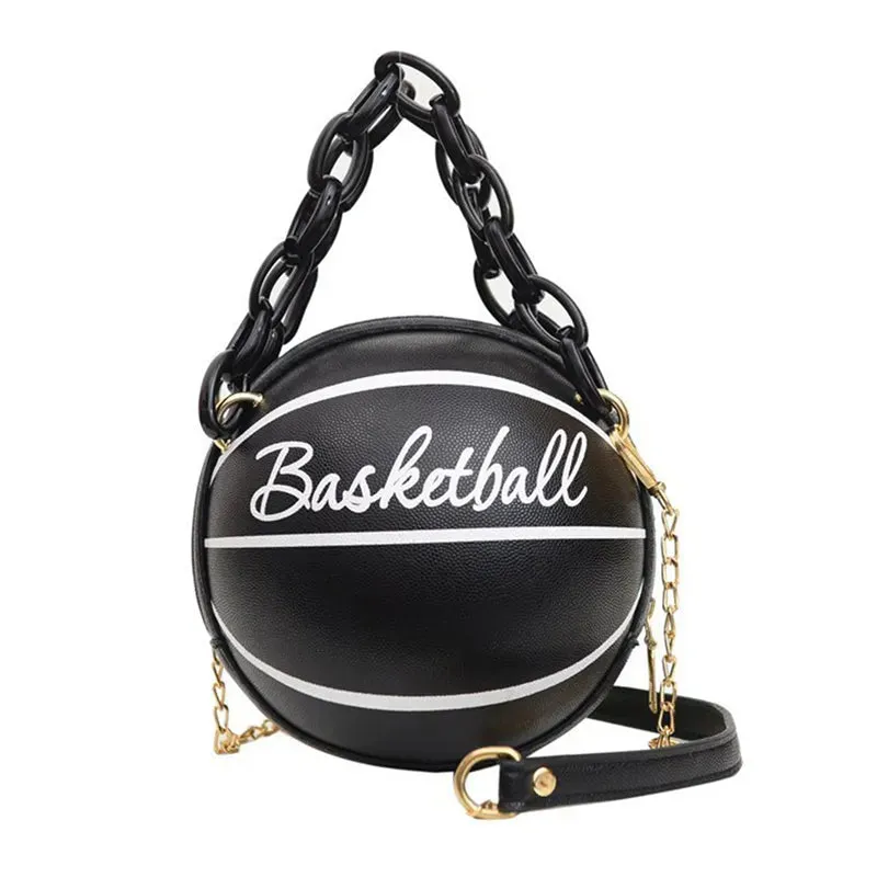 PU Leather Chain Basketball Bag
