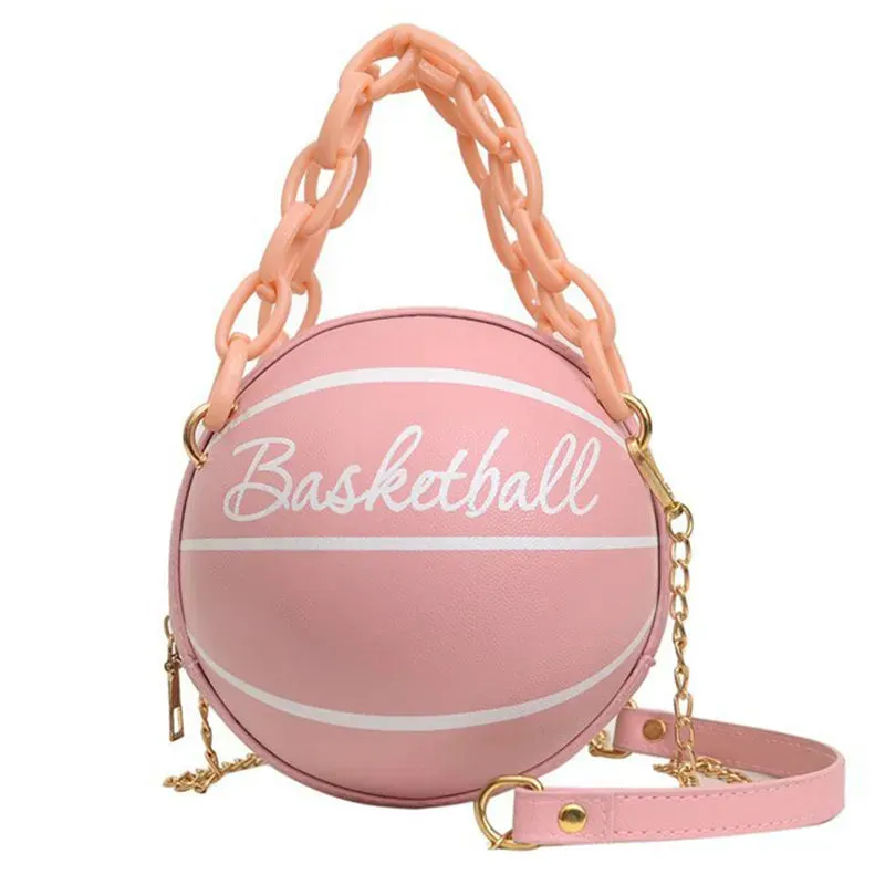 PU Leather Chain Basketball Bag