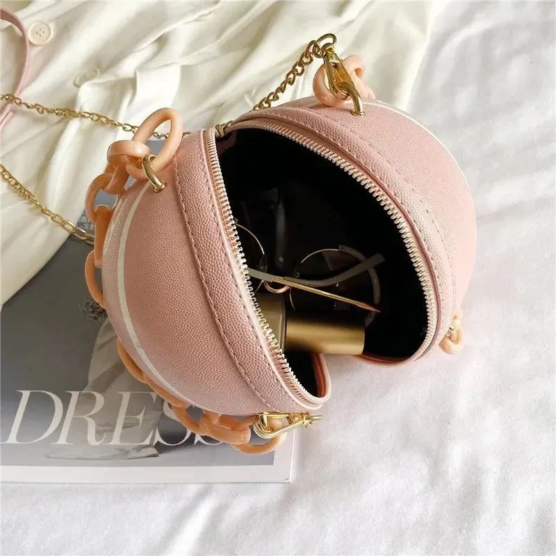 PU Leather Chain Basketball Bag