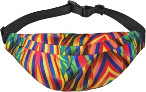 Rainbow Color stripe Adjustable Belt Hip Bum Bag Fashion Water Resistant Hiking Waist Bag for Traveling Casual Running Hiking Cycling