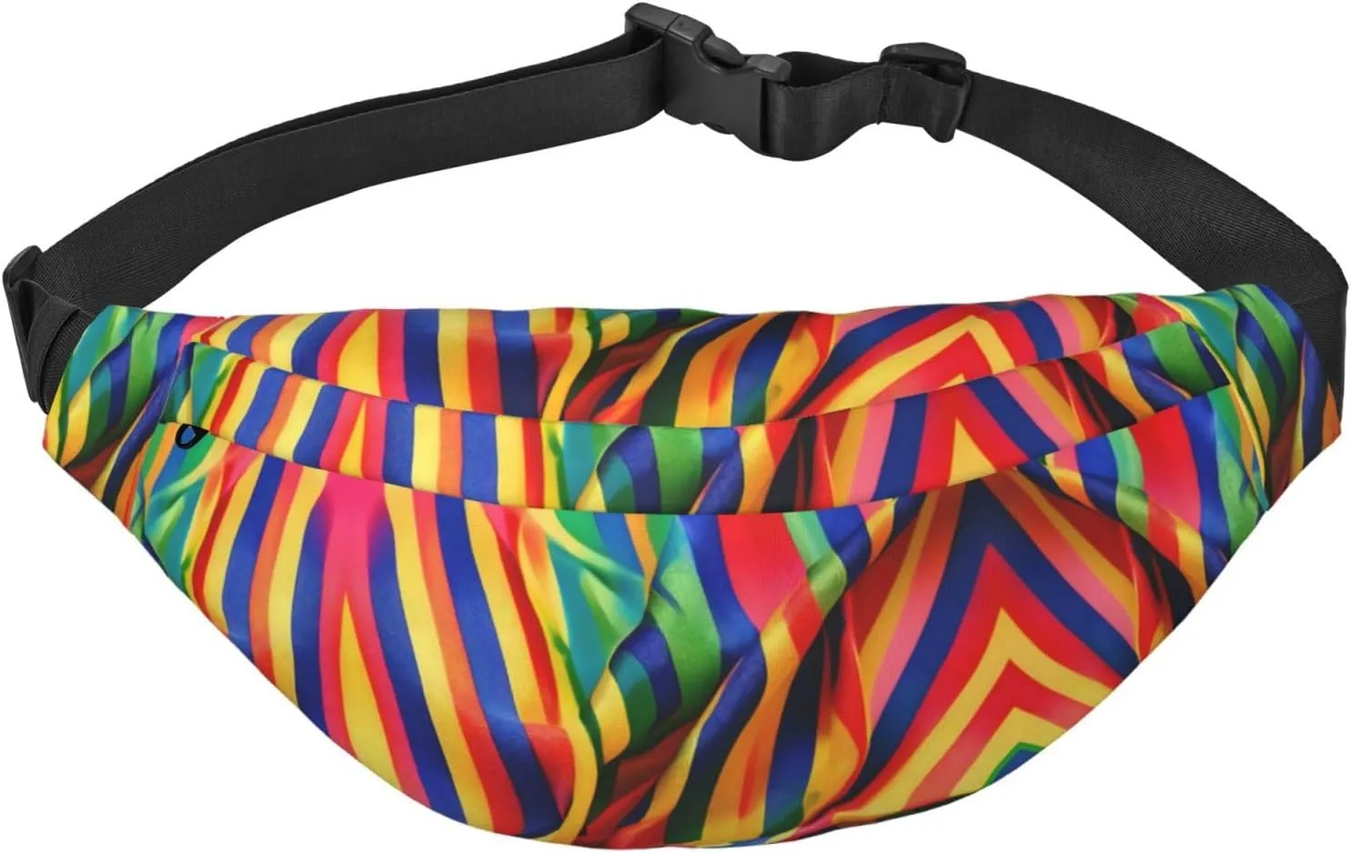 Rainbow Color stripe Adjustable Belt Hip Bum Bag Fashion Water Resistant Hiking Waist Bag for Traveling Casual Running Hiking Cycling