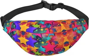 Rainbow Stars Adjustable Belt Hip Bum Bag Fashion Water Resistant Hiking Waist Bag for Traveling Casual Running Hiking Cycling