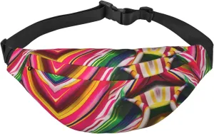 Rainbow stripe Adjustable Belt Hip Bum Bag Fashion Water Resistant Hiking Waist Bag for Traveling Casual Running Hiking Cycling