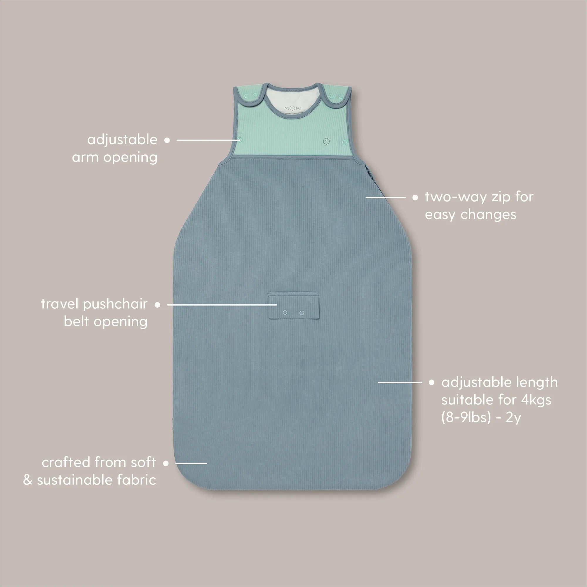 Ribbed Clever Year Round Sleep Sack 1.5 TOG