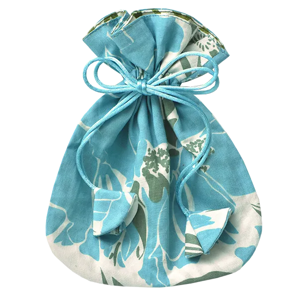 Rose Teal Drawstring Bag, Small