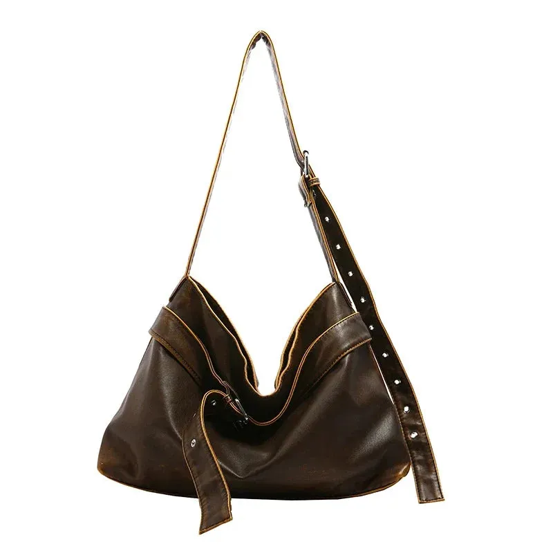 Sohiwoo Large Capacity PU Zipper Large Size Crossbody Bag 2024 Fashion Trend Women's Shoulder Bags New Versatile Style Concise Tote Bags