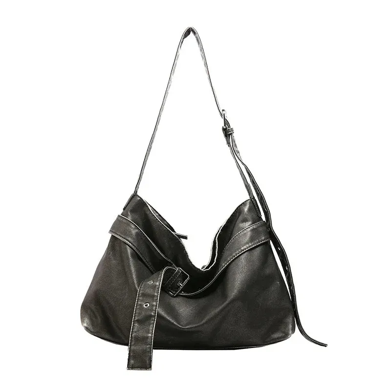 Sohiwoo Large Capacity PU Zipper Large Size Crossbody Bag 2024 Fashion Trend Women's Shoulder Bags New Versatile Style Concise Tote Bags