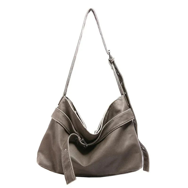 Sohiwoo Large Capacity PU Zipper Large Size Crossbody Bag 2024 Fashion Trend Women's Shoulder Bags New Versatile Style Concise Tote Bags