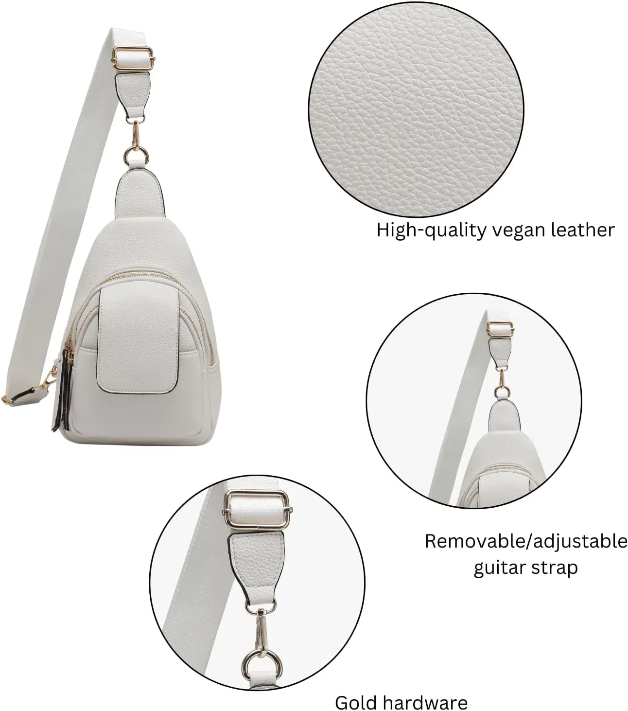Sophia Crossbody Sling Bags for Women Vegan Leather Fanny Pack Purse Trendy Chest Bag for Travel (Dusty Blue)