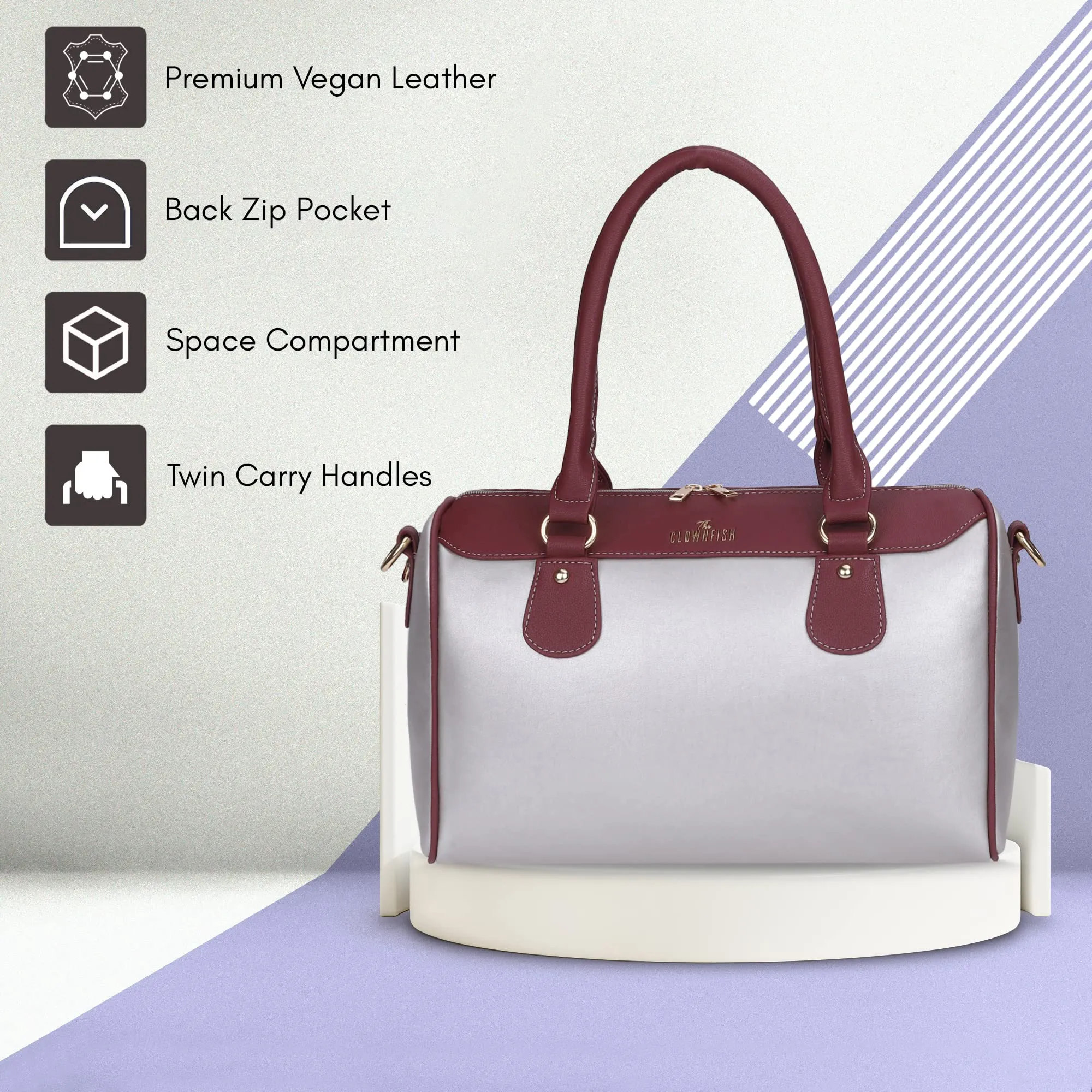 The Clownfish Urja Collection Vegan Leather 9.4 litre Women's HandBag Shoulder Bag (Silver)