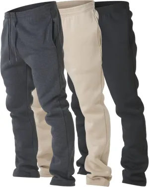 Ultra Performance 3 Pack Mens Fleece Wide Leg Sweatpants with Pockets, Open Bottom Workout Sweatpants for Men