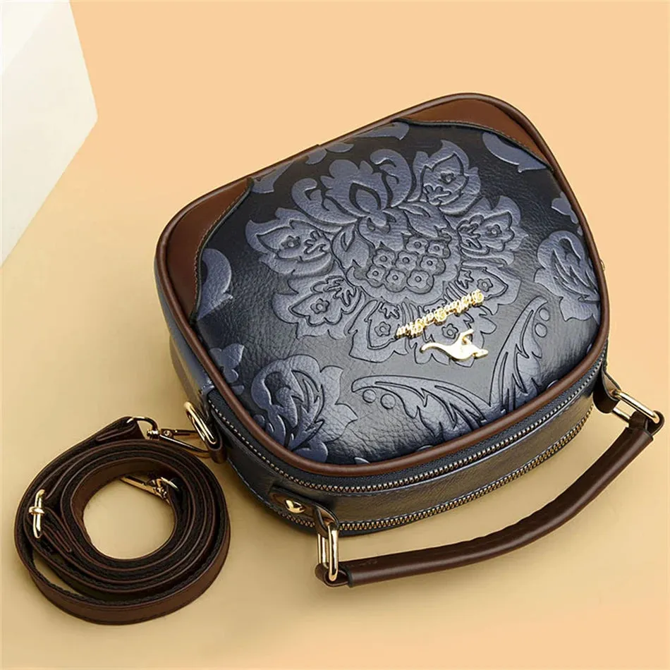 VANDERWAH Luxury Floral Print Crossbody Bag - Stylish PU Leather Handbag.