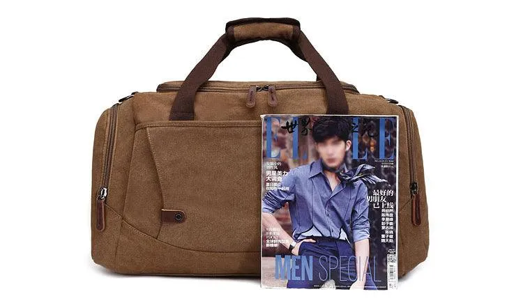 Vintage Canvas Large Capacity Travel Bag-Coffee