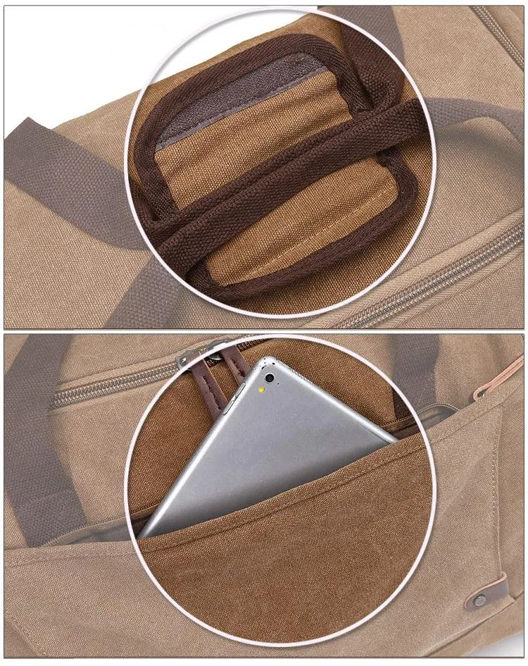 Vintage Canvas Large Capacity Travel Bag-Coffee