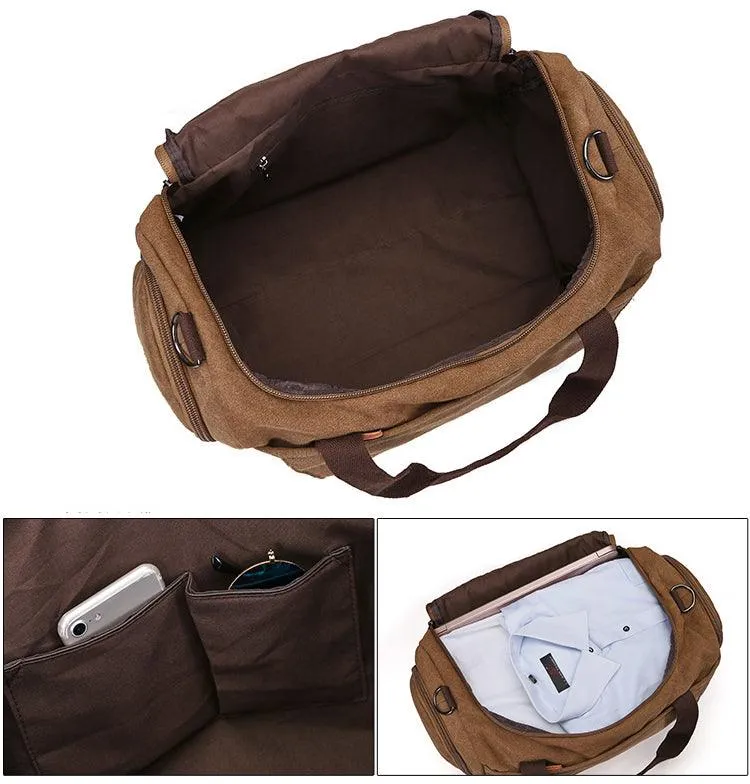 Vintage Canvas Large Capacity Travel Bag-Coffee