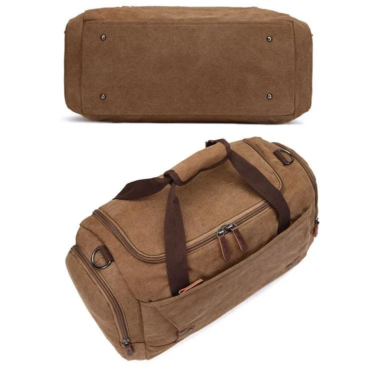 Vintage Canvas Large Capacity Travel Bag-Coffee