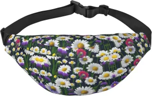 Wild Flowers and Cornflowers Daisies Adjustable Belt Hip Bum Bag Fashion Water Resistant Hiking Waist Bag for Traveling Casual Running Hiking Cycling
