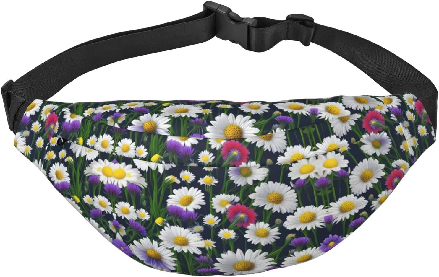 Wild Flowers and Cornflowers Daisies Adjustable Belt Hip Bum Bag Fashion Water Resistant Hiking Waist Bag for Traveling Casual Running Hiking Cycling