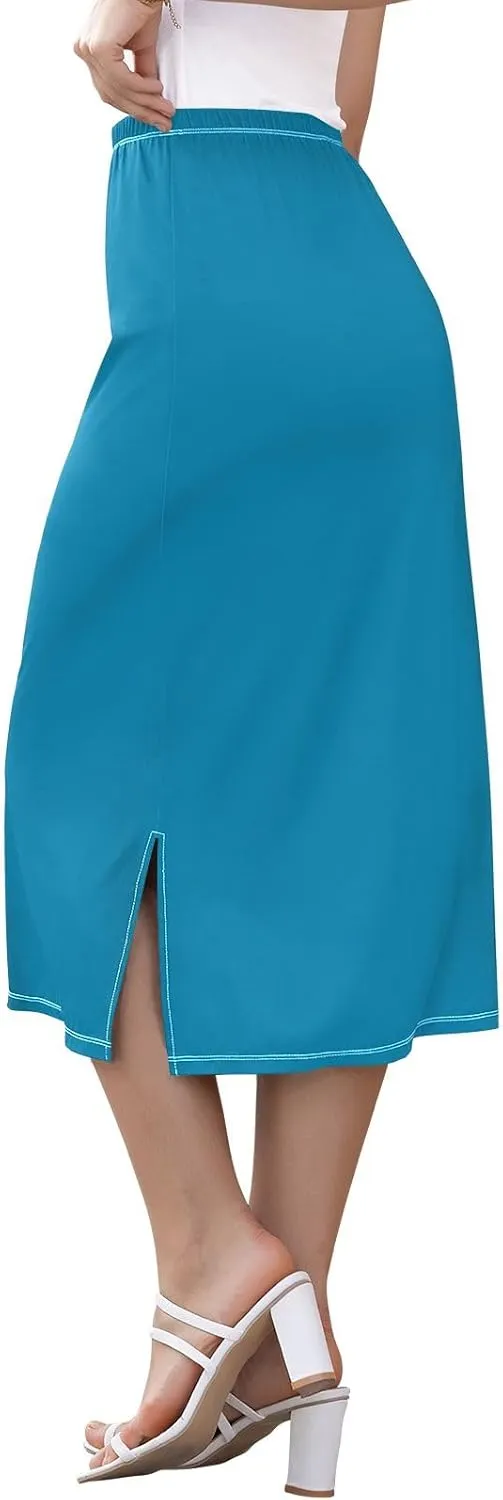 Women Midi Skirt Royal Blue Midi Skirts for Women with Slit Midi Active Skirt Bottom, Small