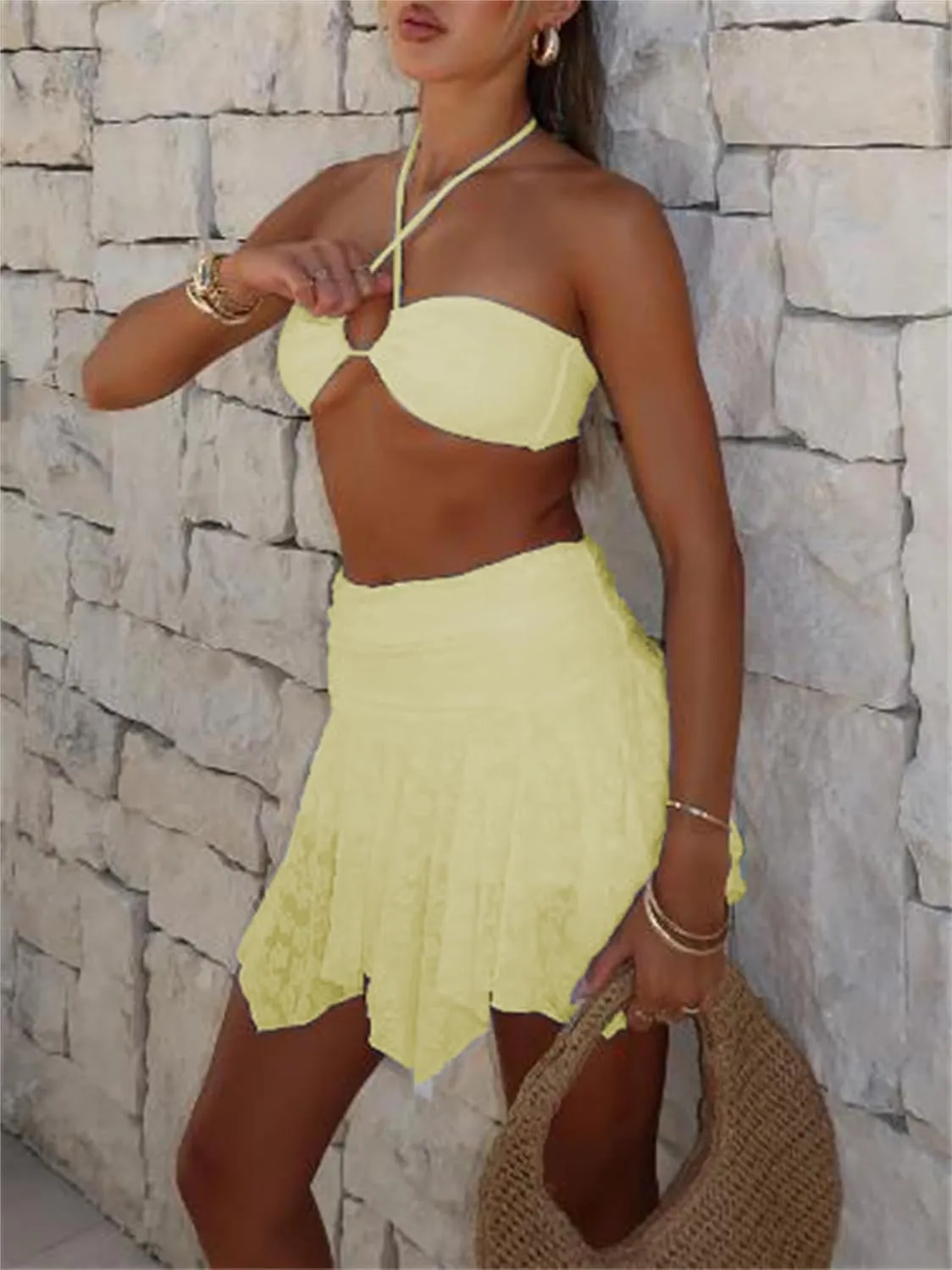 Y2K Lace Mini Skirt for Women Fairy Asymmetrical Layered Flowy Short Skirt High Waist Pleated Ruffle Half Slip Skirt